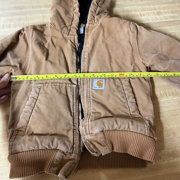 Carhartt Youth Thrashed Distressed Broken-In Tan Duck Canvas Warm Coat XXS - Picture 10 of 11